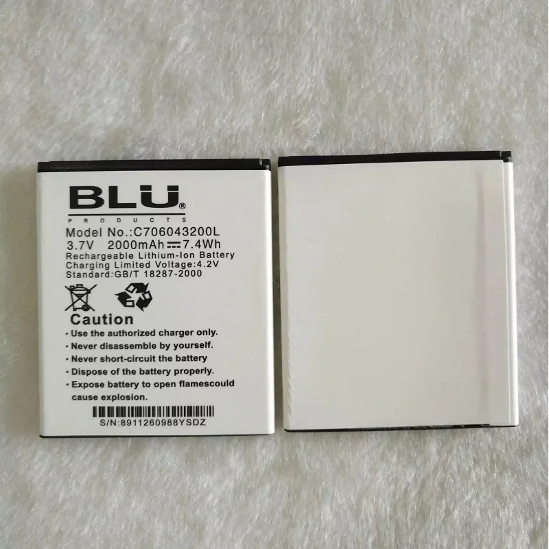 100% Original BLU Studio C Mini 2000mAh Mobile Li-ion Polymer Battery Bateria for D670u C706043200L Batterie Accumulator | Мобильные