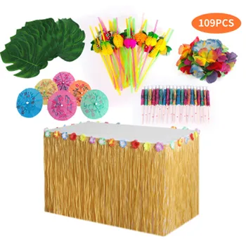 109 PCS Tropical Hawaiian Table Grass Skirt Flowers BBQ Party DIY Decorations Bunting Banner Summer Beach Party Supplies Set
109 PCS Tropical Hawaiian Table Grass Skirt Flowers BBQ Party DIY Decorations Bunting Banner Summer Beach Party Supplies Set