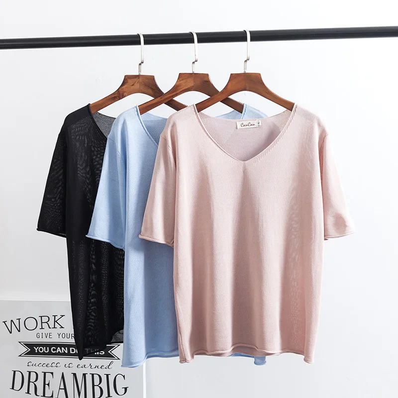 2019 Plus Size Casual T-shirts Summer Women Clothing Fashion Loose Short Sleeve Icy silk Knitting Tops S75-8907
2019 Plus Size Casual T-shirts Summer Women Clothing Fashion Loose Short Sleeve Icy silk Knitting Tops S75-8907