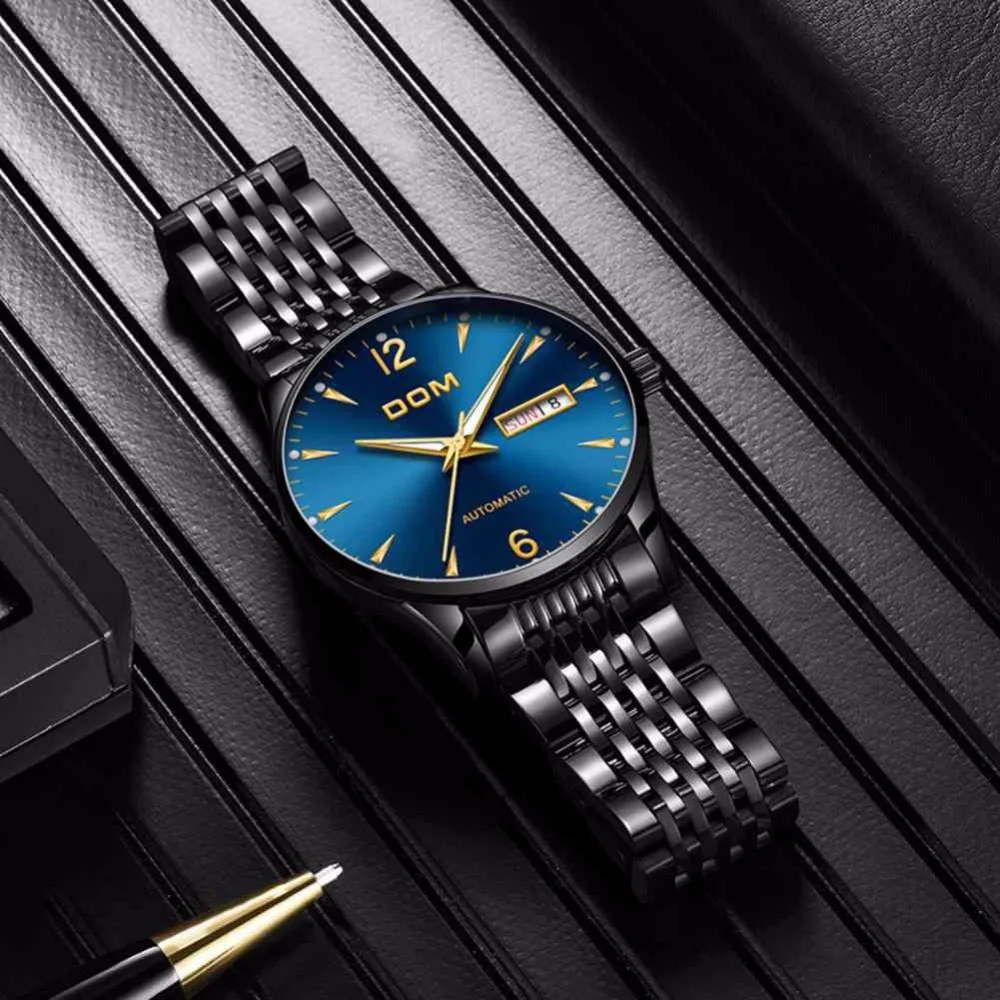 Механические часы DOM автоматические мужские лучший бренд роскошный стальной