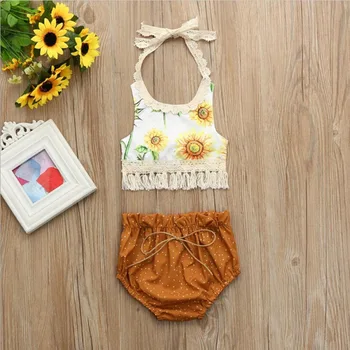 Summer Baby Girl Casual Strap Cotton Sunflower Print Tops with Tassel Solid Pattern Briefs Shorts Outfits Set
Summer Baby Girl Casual Strap Cotton Sunflower Print Tops with Tassel Solid Pattern Briefs Shorts Outfits Set