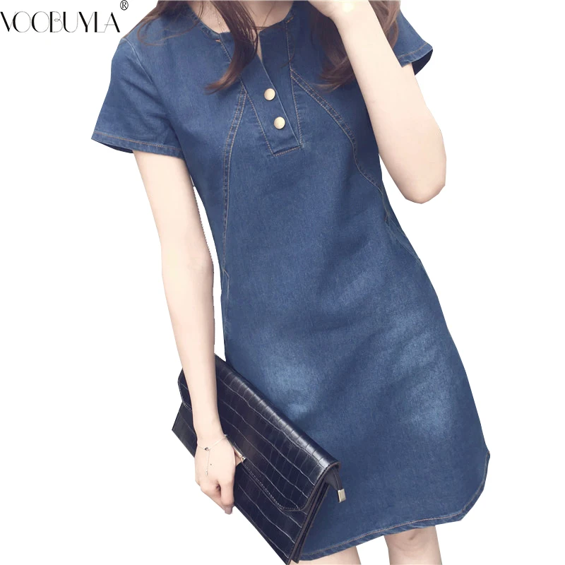 Voobuyla Women Denim Dress 2018 New Summer Casual Jeans Dresses With Button Plus Size S-5XL Short Sleeve Denim Dress Vestidos
Voobuyla Women Denim Dress 2018 New Summer Casual Jeans Dresses With Button Plus Size S-5XL Short Sleeve Denim Dress Vestidos
