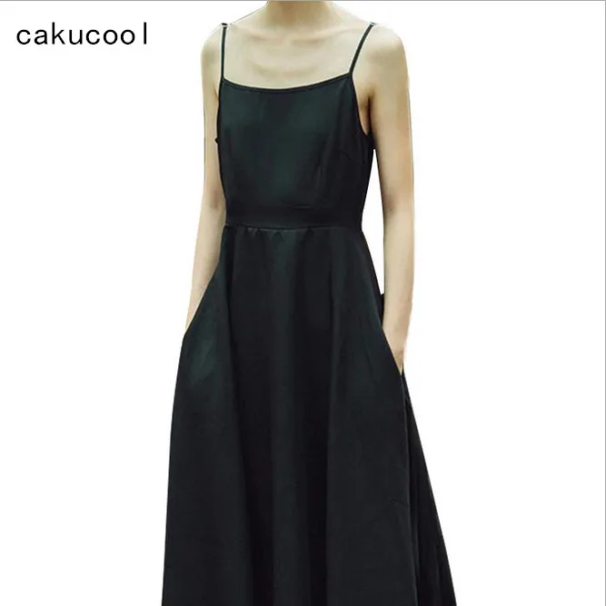 Cakucool женское классическое черное платье без рукавов трапециевидный длинный