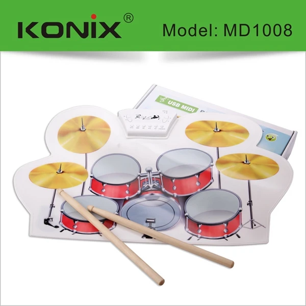 KONIX USB MIDI Drum Kit Настольных ПК Силиконовые Roll Up MD1008 |