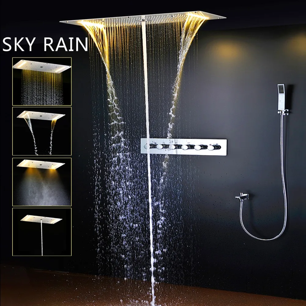 SKY RAIN High Flow Thermostatic Shower System Multi function Rainfall Mist Waterfall Water Column Shower Set
SKY RAIN High Flow Thermostatic Shower System Multi function Rainfall Mist Waterfall Water Column Shower Set