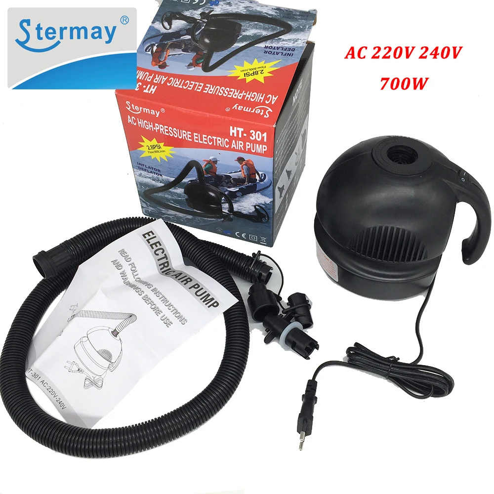 Stermay HT-301 High-pressure Three Nozzles 700W Power Inflator Electric Air Pump For Inflatable Boat Swimming Pool Bed Mattress
Stermay HT-301 High-pressure Three Nozzles 700W Power Inflator Electric Air Pump For Inflatable Boat Swimming Pool Bed Mattress