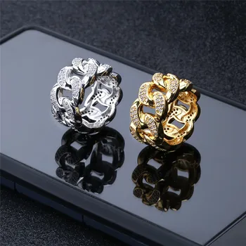 Europe and the United States Cuba chain chain ring micro-inlaid zircon Men's and women's hip-hop ring
Europe and the United States Cuba chain chain ring micro-inlaid zircon Men's and women's hip-hop ring