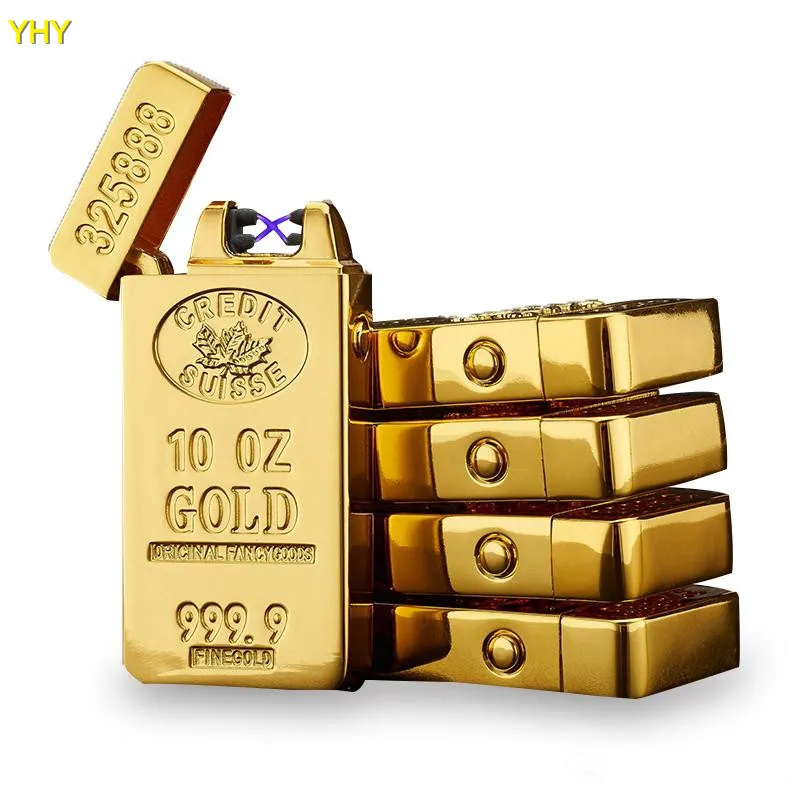 Gold Brick Plasma Electric Lighter Rechargeable USB lighter Dual Arc Lighter Cigarette Lighters for Men Gift
Gold Brick Plasma Electric Lighter Rechargeable USB lighter Dual Arc Lighter Cigarette Lighters for Men Gift