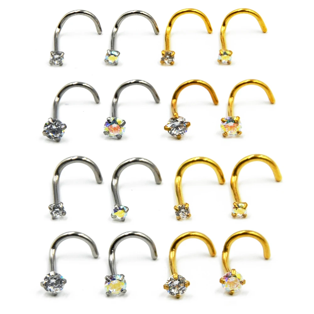 1Pc Stainless Steel Gold Anodized Prong Set Zircon Nose Screw Ring Piercing Stud Piercing Body Jewelry Retainers
1Pc Stainless Steel Gold Anodized Prong Set Zircon Nose Screw Ring Piercing Stud Piercing Body Jewelry Retainers