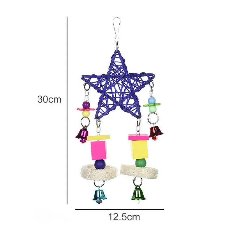 Mayitr Parrot Toys Pet Bird Bites Climb Chew Toy Hanging Cockatiel Parakeet Climb Chewing Cage With Bell Bird Toys Multi Styles