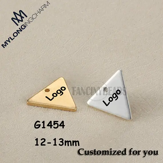 

50pcs Laser Engrave Logo Design Stainless Steel Triangle Charm 12x13mm Triangle Logo Tag For Braceket