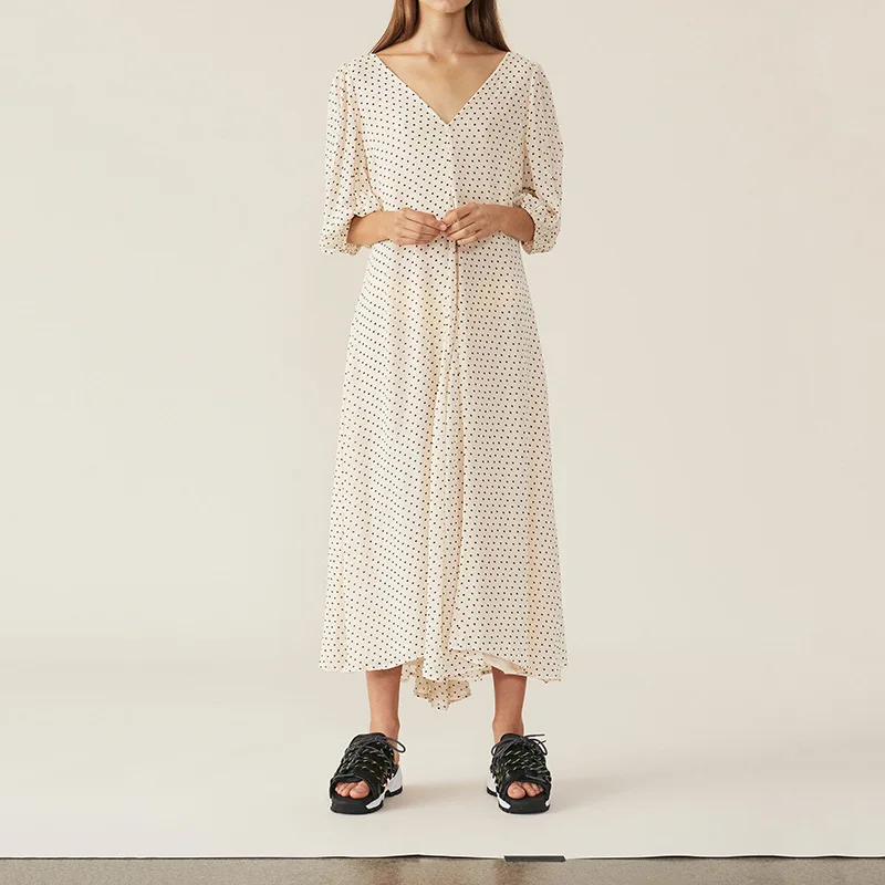 New Women Maxi dress 2019 Nordic Casual V-neck Dot long dress Sexy Party Dresses Femme clothes
New Women Maxi dress 2019 Nordic Casual V-neck Dot long dress Sexy Party Dresses Femme clothes