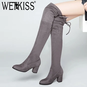 WETKISS 2018 Winter Thigh High Boots Big Size 34-43 Thick High Heels Woman Stretch Boots Knee Ladies Shoes Round Toe Footwear 
WETKISS 2018 Winter Thigh High Boots Big Size 34-43 Thick High Heels Woman Stretch Boots Knee Ladies Shoes Round Toe Footwear