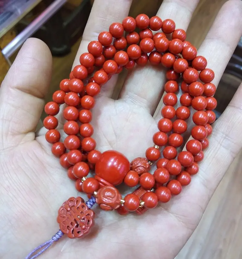 Exquisite 6mm* Natural Cinnabar Buddhism Mala Prayer Beads bracelet bangle Necklace
Exquisite 6mm* Natural Cinnabar Buddhism Mala Prayer Beads bracelet bangle Necklace