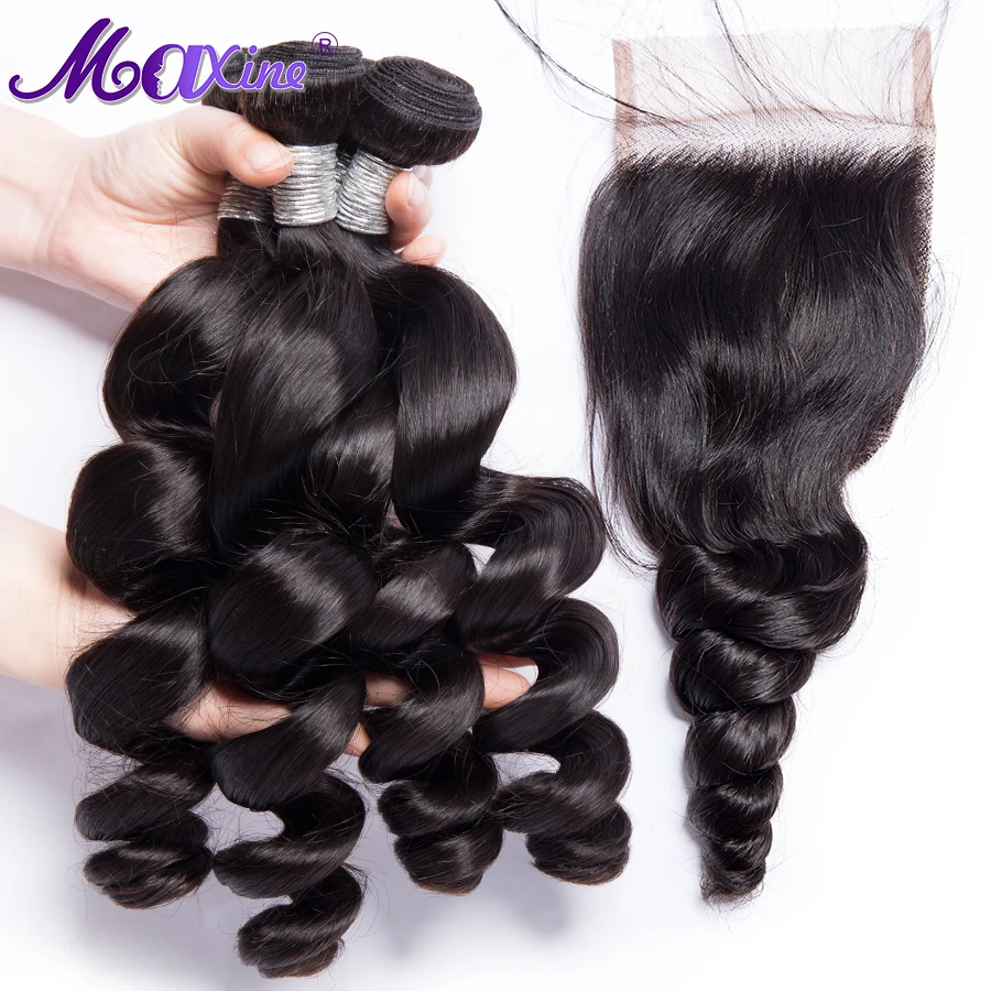 Maxine Hair Loose Wave 3 Bundles With Closure Brazilian 100% Remy Human Hair Weave With 4*4 Lace Closure Middle and Free Part
Maxine Hair Loose Wave 3 Bundles With Closure Brazilian 100% Remy Human Hair Weave With 4*4 Lace Closure Middle and Free Part