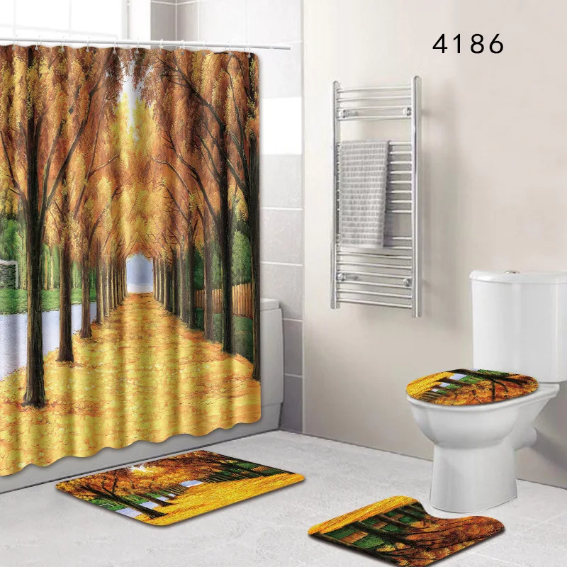 The 4 sets bathroom carpet rug Shower curtain Plant scenery Toilet seat cover bathroom non-slip carpet and shower curtain
The 4 sets bathroom carpet rug Shower curtain Plant scenery Toilet seat cover bathroom non-slip carpet and shower curtain