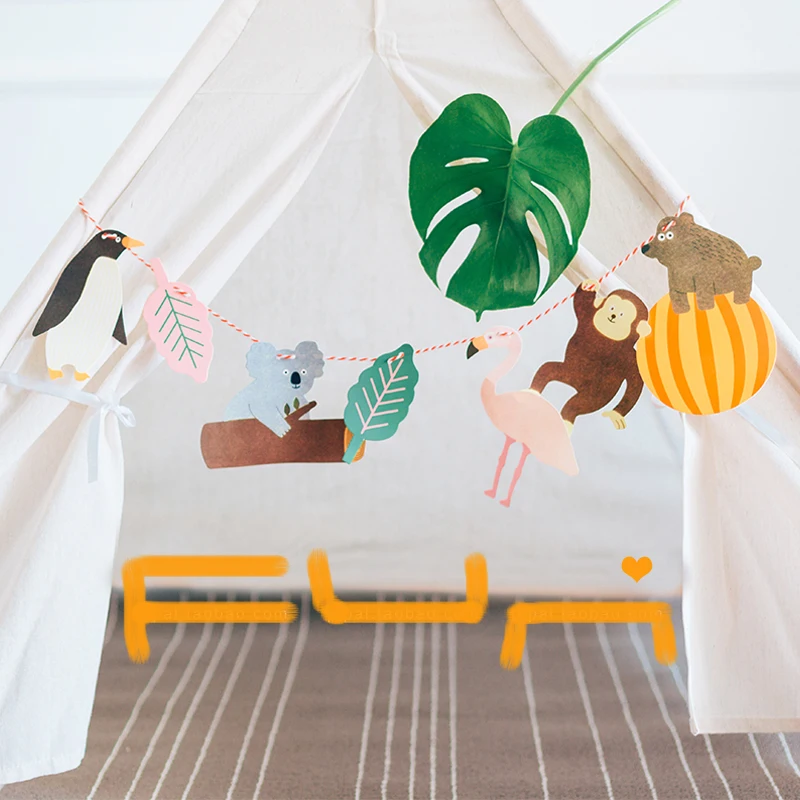 1pc Tropical Rainforest Animal Party Decorations Kids Bunting Lovely Cartoon Paper Birthday Party Supplies
1pc Tropical Rainforest Animal Party Decorations Kids Bunting Lovely Cartoon Paper Birthday Party Supplies