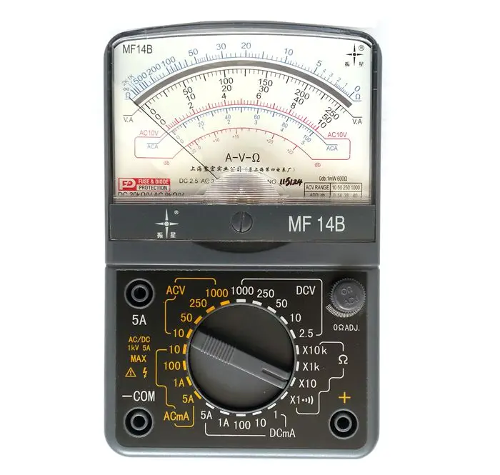 Analog Multimeter mf14b, high precision, safety and reliability, multiple functions of high quality professional testing tools.
Analog Multimeter mf14b, high precision, safety and reliability, multiple functions of high quality professional testing tools.