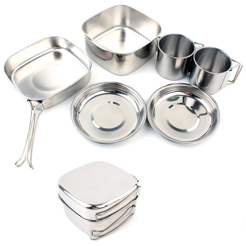 6PCS/SET Outdoor Stainless Steel Picnic Pot Pan Kit Camping Hiking Backpacking Cookware Plate/Bowl/Cup/Pan Cover Cooking Set
6PCS/SET Outdoor Stainless Steel Picnic Pot Pan Kit Camping Hiking Backpacking Cookware Plate/Bowl/Cup/Pan Cover Cooking Set