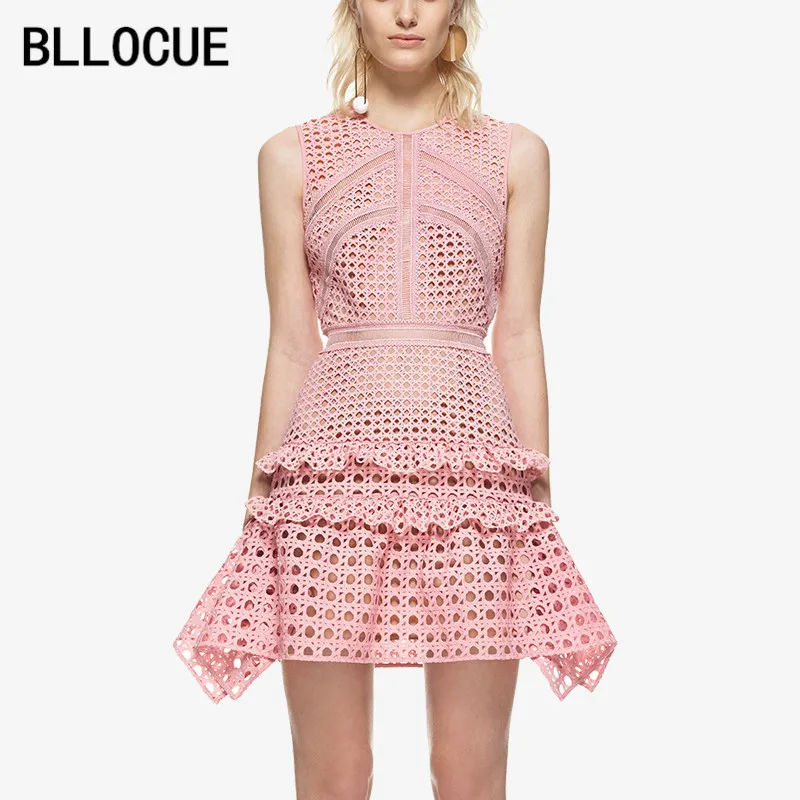 BLLOCUE High-end Custom Self Portrait Dress 2018 Summer Women's Water Soluble Lace Sleeveless Slim Pink Irregular Short Dress
BLLOCUE High-end Custom Self Portrait Dress 2018 Summer Women's Water Soluble Lace Sleeveless Slim Pink Irregular Short Dress
