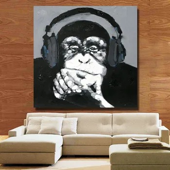 Handpainted Oil Painting On Canvas Painting Modern Listen Music Monkey Canvas Wall Art Home Decor Picture no Framed Art
Handpainted Oil Painting On Canvas Painting Modern Listen Music Monkey Canvas Wall Art Home Decor Picture no Framed Art