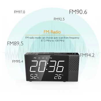 FM radio Digital Clock Projection Alarm watch Dual Alarm Volume with Snooze function Humidity Temperature Display Electronic
FM radio Digital Clock Projection Alarm watch Dual Alarm Volume with Snooze function Humidity Temperature Display Electronic