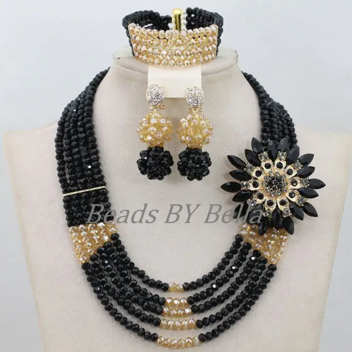 Smart 5 Layers Nigerian Party Necklace Set African Wedding Women Black Crystal Beads Bridal Jewelry Sets Free Shipping ABF777
Smart 5 Layers Nigerian Party Necklace Set African Wedding Women Black Crystal Beads Bridal Jewelry Sets Free Shipping ABF777