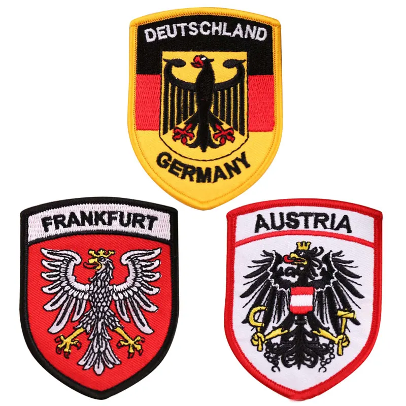 Значки Deutschland Austria Frankfurt железные вышитые нашивки для одежды наклейки с флагами и