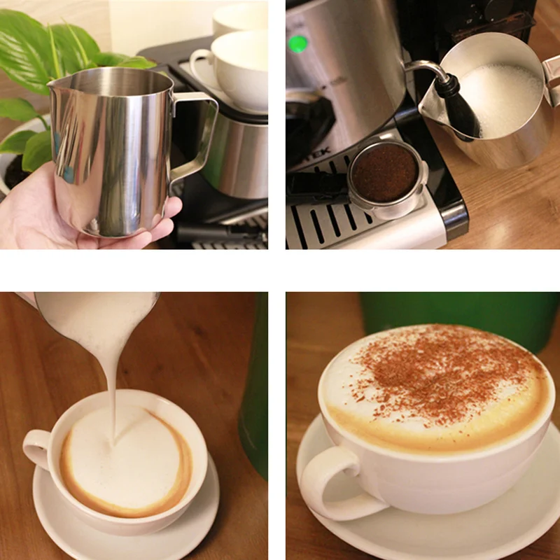 Stainless Steel Milk Pitcher, Cup Throw Flower Pitcher, Cappuccino Coffee Cup Milk Pitchers, Nozzle and Latte Art Coffee Pitcher
Stainless Steel Milk Pitcher, Cup Throw Flower Pitcher, Cappuccino Coffee Cup Milk Pitchers, Nozzle and Latte Art Coffee Pitcher