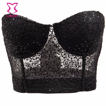 News Black Sexy Sequined Lace Full Cup Push Up Womens Halloween Gothic Steampunk Dancingwear Clubwear Back Button Guangzhou Bras
News Black Sexy Sequined Lace Full Cup Push Up Womens Halloween Gothic Steampunk Dancingwear Clubwear Back Button Guangzhou Bras