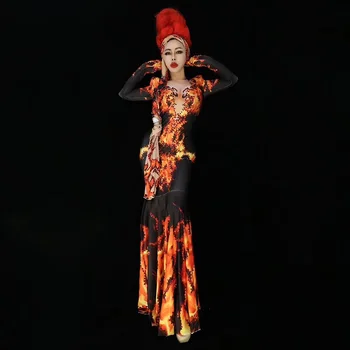 New Bright Rhinestones Flame Pattern Long Sleeves Dress Birthday Celebrate Party DS Long Nightclub Women Singer Costume Dress
New Bright Rhinestones Flame Pattern Long Sleeves Dress Birthday Celebrate Party DS Long Nightclub Women Singer Costume Dress