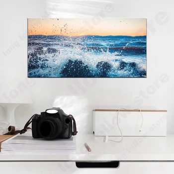 

Large Canvas Print Seascape Panoramic Wall Art Picture for Living Room Lobby Kitchen Wall Decor Sea Poster Home Decor Dropship