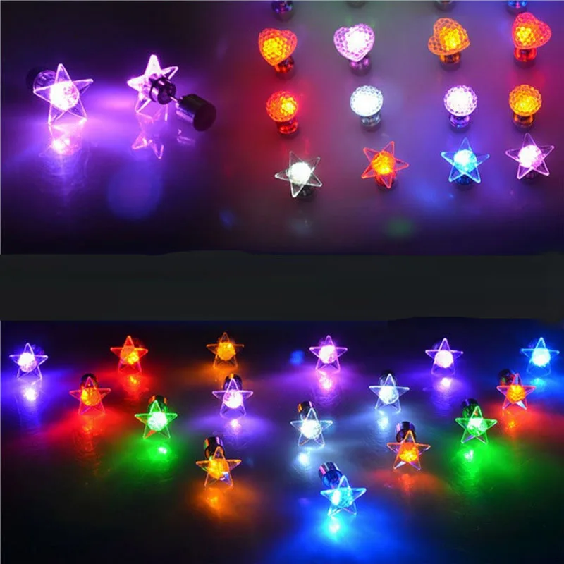 Pair Charm LEDs Light up Star Heart Glowing Crystal Stainless Studs Earrings Ear Earring Wedding Party Disco Glow Props 
Pair Charm LEDs Light up Star Heart Glowing Crystal Stainless Studs Earrings Ear Earring Wedding Party Disco Glow Props