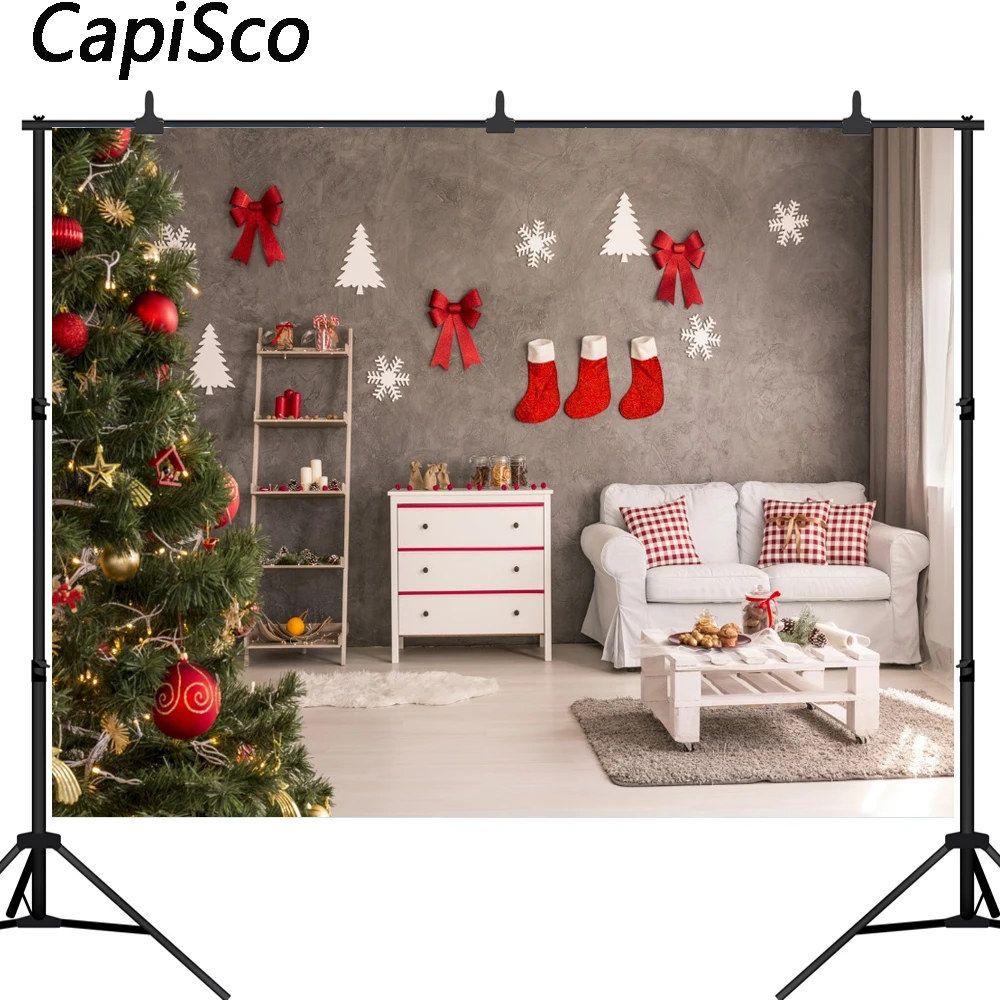 Capisco Photography Backdrop Christmas Tree Gray wall snowflake sock Bow decoration Kids Interior Backgrounds For Photo Studio
Capisco Photography Backdrop Christmas Tree Gray wall snowflake sock Bow decoration Kids Interior Backgrounds For Photo Studio