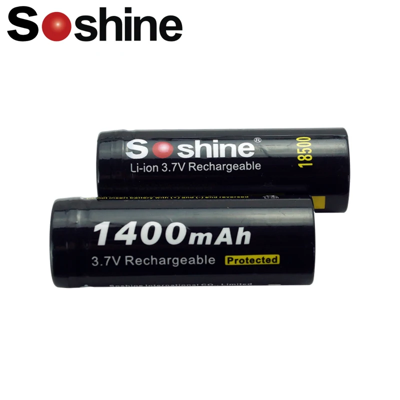 2pcs Soshine18500 PROTECTED 3.7v RECHARGEABLE BATTERIES -1400mAh TESTED CAPACITY
2pcs Soshine18500 PROTECTED 3.7v RECHARGEABLE BATTERIES -1400mAh TESTED CAPACITY