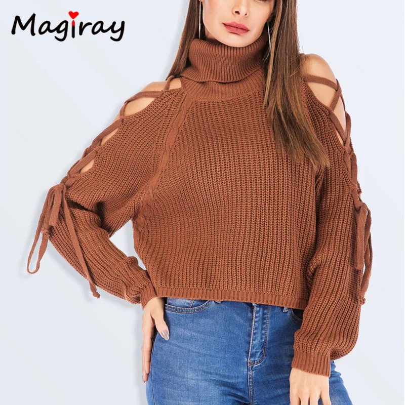 Magiray Cold Shoulder Lace Up Bandage Sweater Women Sexy Loose Pullover Turtleneck 2019 Jumper Knit Truien Winter Pull Femme C24
Magiray Cold Shoulder Lace Up Bandage Sweater Women Sexy Loose Pullover Turtleneck 2019 Jumper Knit Truien Winter Pull Femme C24