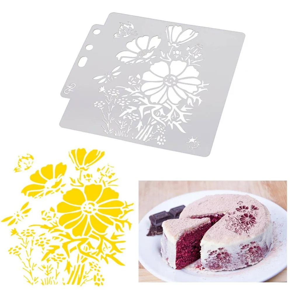 Flower Cake Stencils Baking Templates Scrapbooking Painting Decorative Craft Cookie Coffee Spray Stencil | Дом и сад