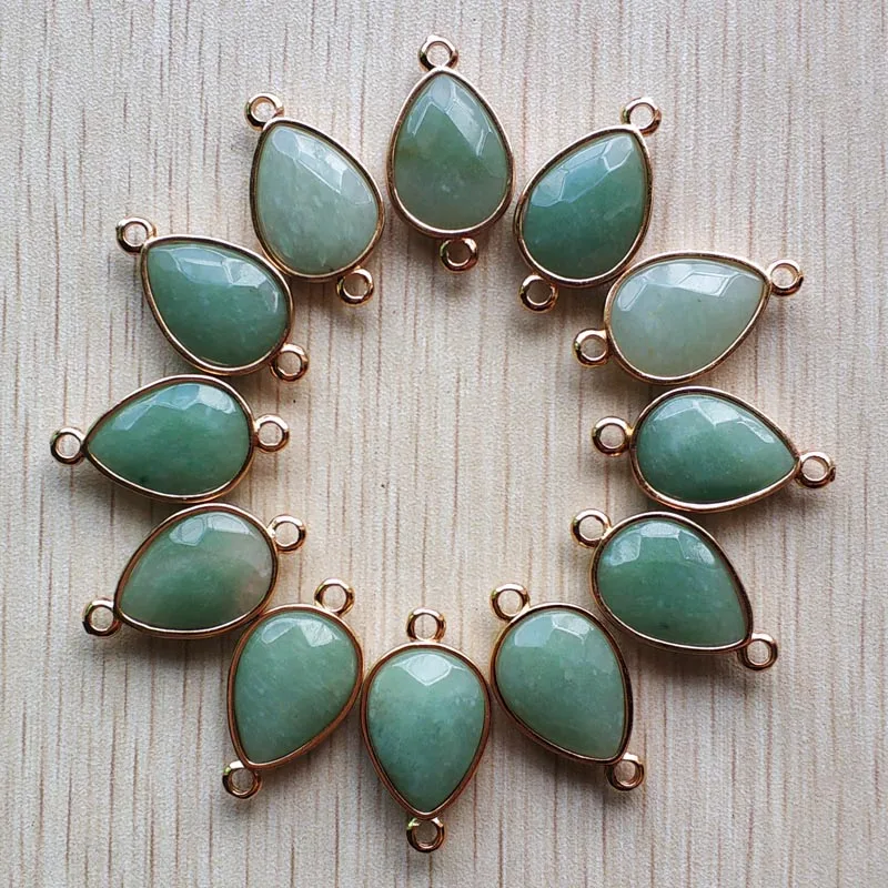 12pcs/lot wholesale Natural green aventurine section water drop gold color Connector pendants for jewelry accessories making
12pcs/lot wholesale Natural green aventurine section water drop gold color Connector pendants for jewelry accessories making