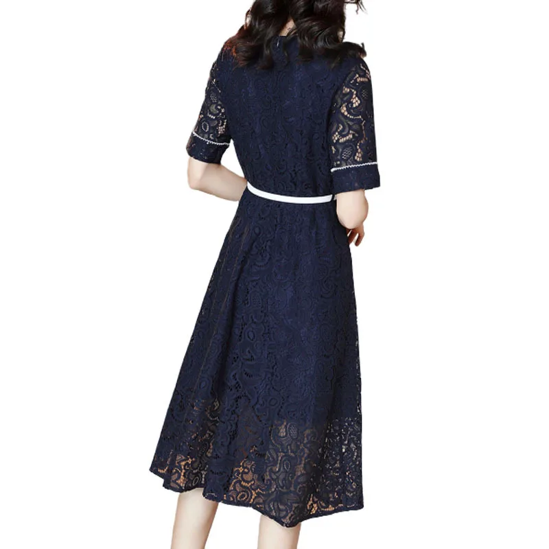2019 spring and summer Dress new temperament was thin and sly in the air long A-line lace dress female
2019 spring and summer Dress new temperament was thin and sly in the air long A-line lace dress female