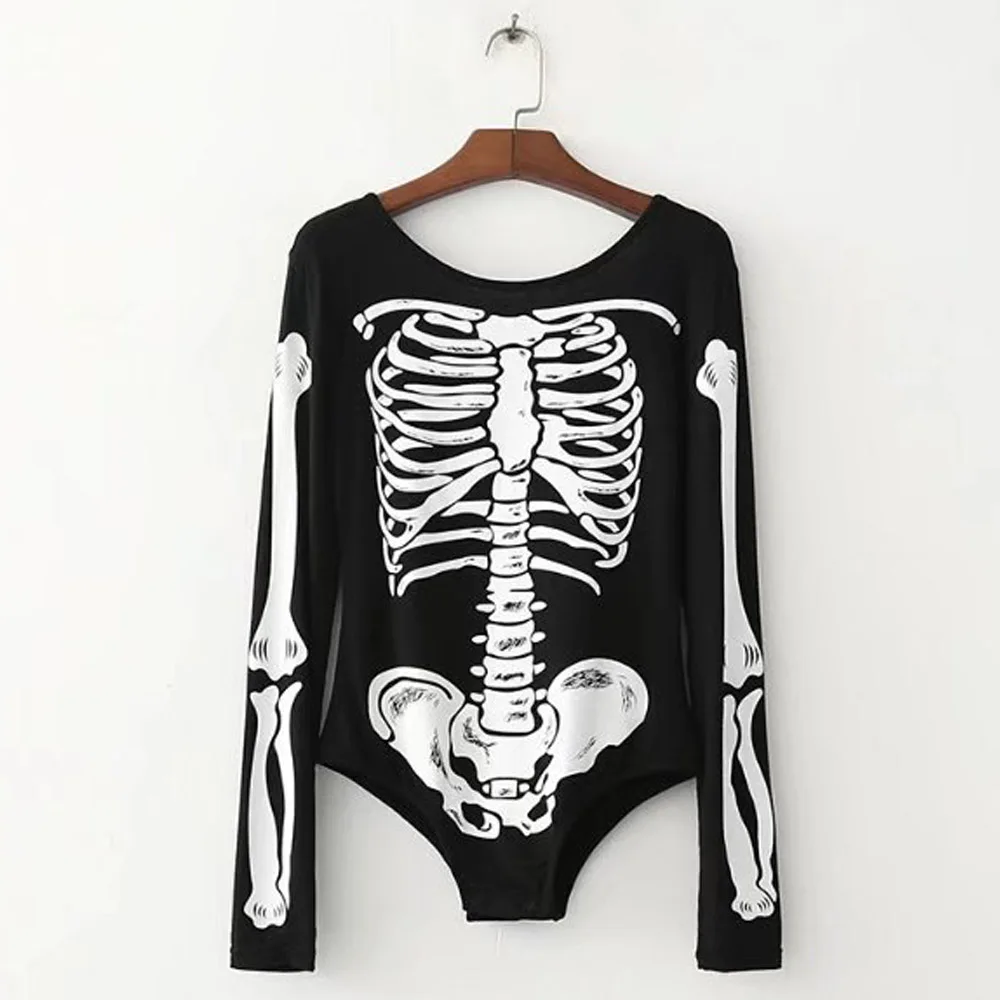 ANSFX Sexy Skeleton Print O-Neck fit Romper Body Siamese Bodysuit Long Sleeve Casual Undershirt Vintage Women Playsuits Black
ANSFX Sexy Skeleton Print O-Neck fit Romper Body Siamese Bodysuit Long Sleeve Casual Undershirt Vintage Women Playsuits Black