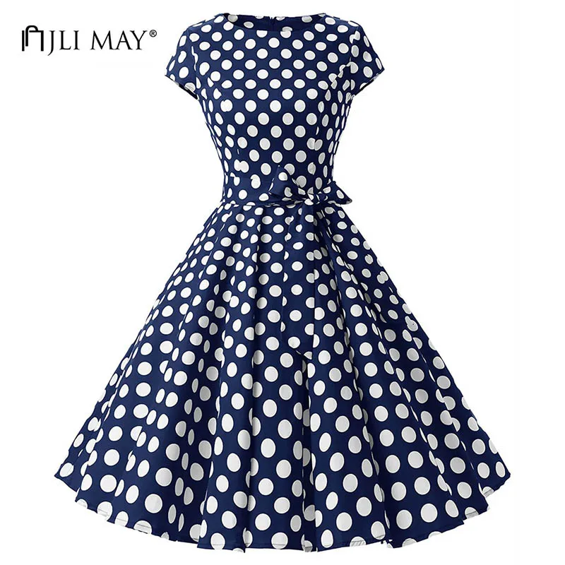 JLI MAY Vintage polka dot dress women 50s 60s o-neck cap sleeve belted floral print retro elegant party daily summer dresses
JLI MAY Vintage polka dot dress women 50s 60s o-neck cap sleeve belted floral print retro elegant party daily summer dresses