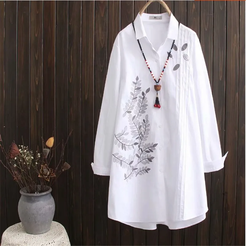 Women's tops large size blusas white long sleeve blouse spring new loose slim Korean style cotton embroidered long shirts XL 4XL
Women's tops large size blusas white long sleeve blouse spring new loose slim Korean style cotton embroidered long shirts XL 4XL