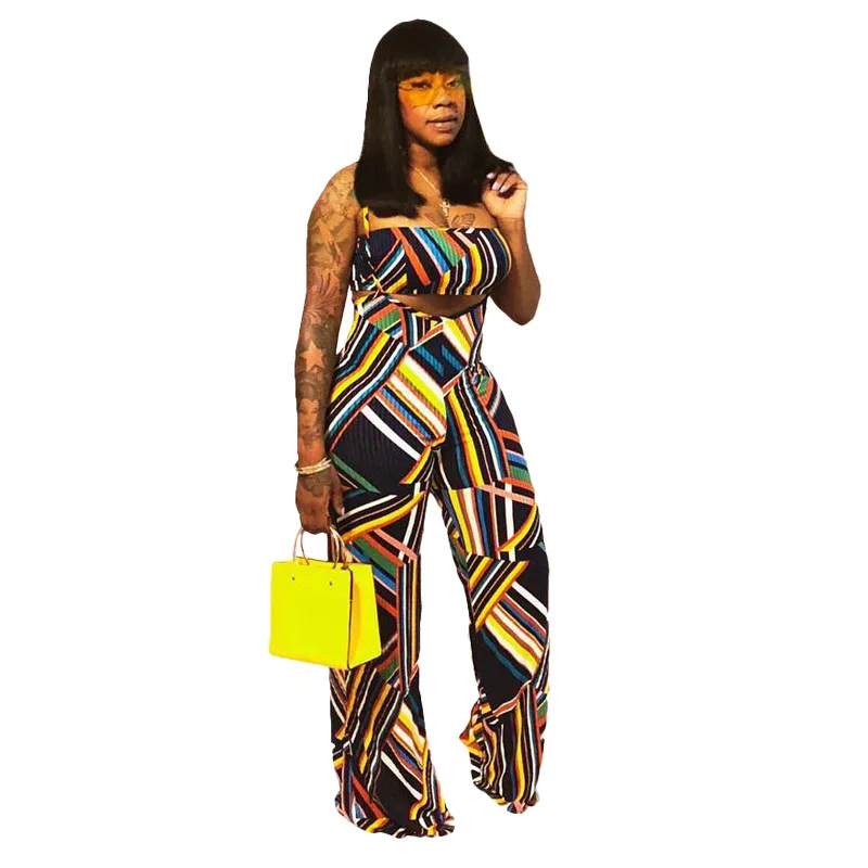 Geometic Print Sexy Two Piece Set Summer Outfits Strapless Crop Top and Pants Set Club Party Matching 2 Piece Set Women Jumpsuit
Geometic Print Sexy Two Piece Set Summer Outfits Strapless Crop Top and Pants Set Club Party Matching 2 Piece Set Women Jumpsuit