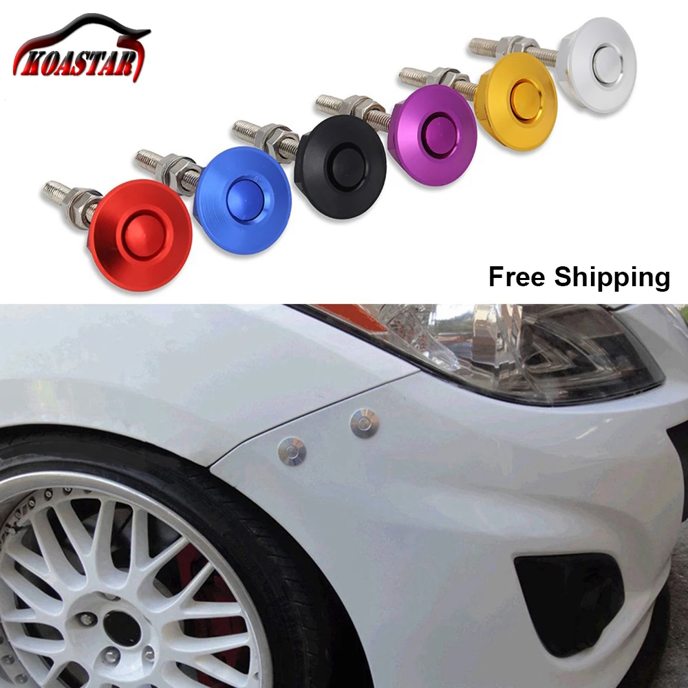 4x Push Button Billet Hood Pins Lock Clip Set Quick Lock Latch Bonnet Car Bumper