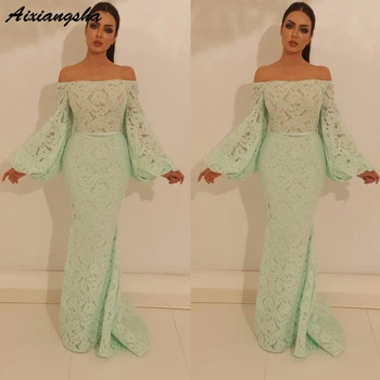 Mint Evening Dresses 2019 Off Shoulder Long Sleeves Lace Mermaid Prom Dress Islamic Dubai Saudi Arabic Long Elegant Evening Gown
Mint Evening Dresses 2019 Off Shoulder Long Sleeves Lace Mermaid Prom Dress Islamic Dubai Saudi Arabic Long Elegant Evening Gown