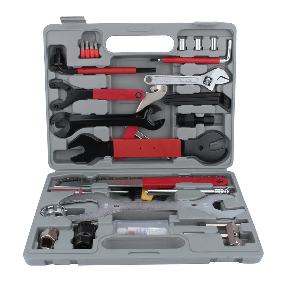 44pc/set Bike Repair Tools Cycling Maintenance Hand Wrench Chain Rivet Extractor Freewheel Turner Screwdriver
44pc/set Bike Repair Tools Cycling Maintenance Hand Wrench Chain Rivet Extractor Freewheel Turner Screwdriver