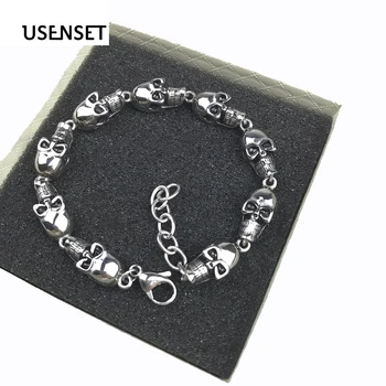 Men's Punk Skull skeleton Bracelet 316L Stainless Steel Link Wrist Skulls Gothic Bracelets Pulsera Calavera Jewelry Gift
Men's Punk Skull skeleton Bracelet 316L Stainless Steel Link Wrist Skulls Gothic Bracelets Pulsera Calavera Jewelry Gift