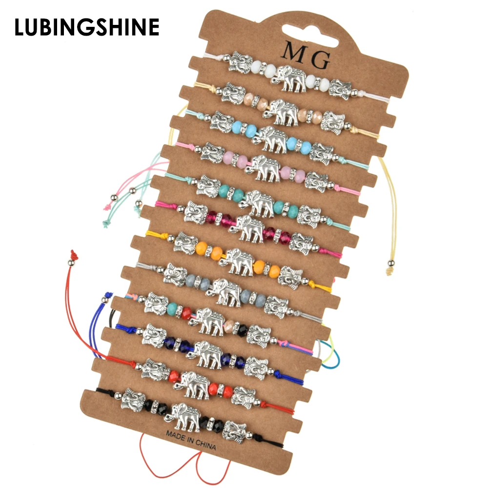 12pcs/lot Handmade Woven Rope Chain Bracelet Set Antique Silver Color Elephant Crystal Beads Bracelets for Women Fashion Jewelry
12pcs/lot Handmade Woven Rope Chain Bracelet Set Antique Silver Color Elephant Crystal Beads Bracelets for Women Fashion Jewelry