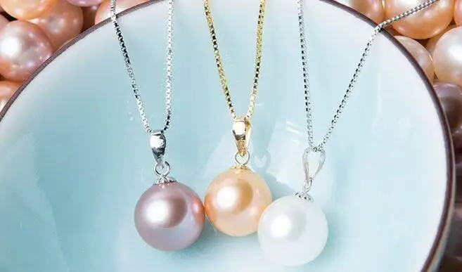 Free Shipping THREE 10-11MM NATURAL SOUTH SEA WHITE PINK PURPLE PEARL PENDANT