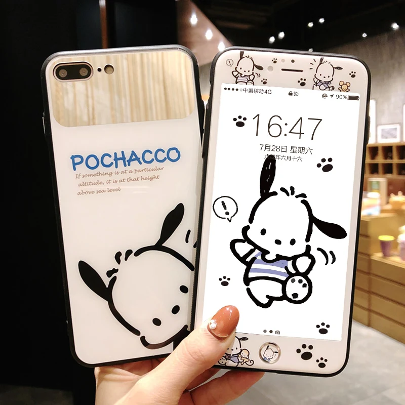 Pochacco dog cover for iPhone 8/7 plus glass mirror case & tempered glass film for iPhone 6 6s cute phone screen protector+strap
Pochacco dog cover for iPhone 8/7 plus glass mirror case & tempered glass film for iPhone 6 6s cute phone screen protector+strap